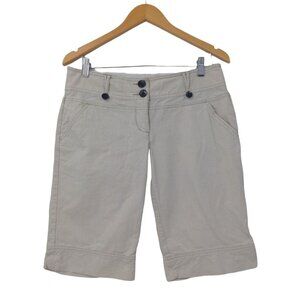 elevenses Light Beige Bermuda Shorts with Button Detail